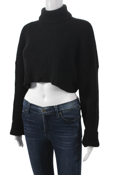 Zara Women Black Wool Blend Turtleneck Pullover Long Sleeve Size S