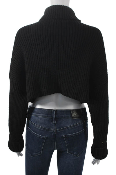 Zara Women Black Wool Blend Turtleneck Pullover Long Sleeve Size S