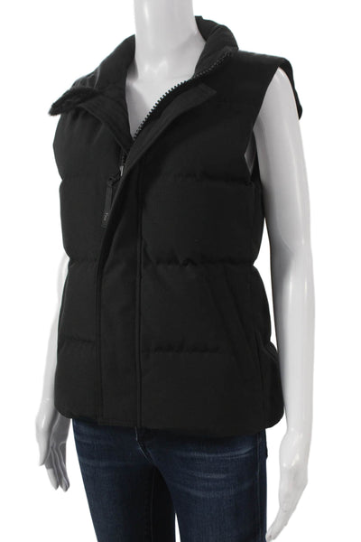 TNA Womens Puffer Jacket Black Polyester Zip Sleeveless Solid Fall Size XS
