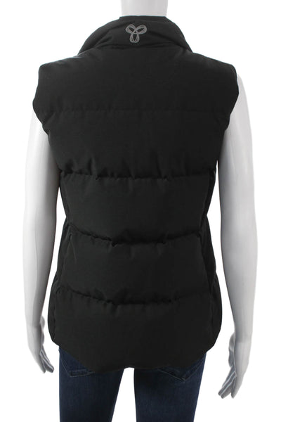 TNA Womens Puffer Jacket Black Polyester Zip Sleeveless Solid Fall Size XS
