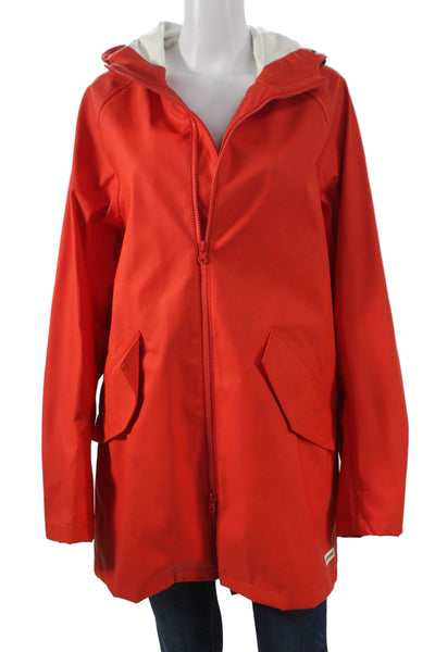 Converse Unisex Adults Rain Coat Orange Zip Polyurethane Long Sleeve Size S