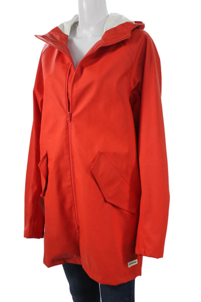 Converse Unisex Adults Rain Coat Orange Zip Polyurethane Long Sleeve Size S