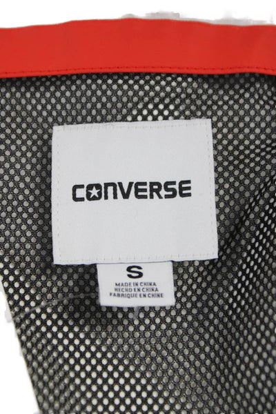 Converse Unisex Adults Rain Coat Orange Zip Polyurethane Long Sleeve Size S