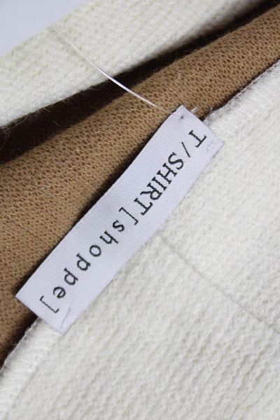 T/Shirt Shoppe Women Cardigan Ivory V-Neck Long Sleeve Polyester Blend Size S