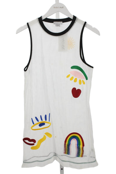 Stella McCartney Kids Girls Open Knit Embroidered Cover Up Dress White Size 12