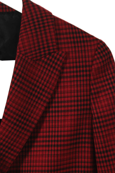 Zara Girls Double Breasted Pointed Lapel Plaid Blazer Jacket Red Black 13-14