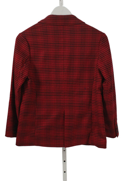 Zara Girls Double Breasted Pointed Lapel Plaid Blazer Jacket Red Black 13-14