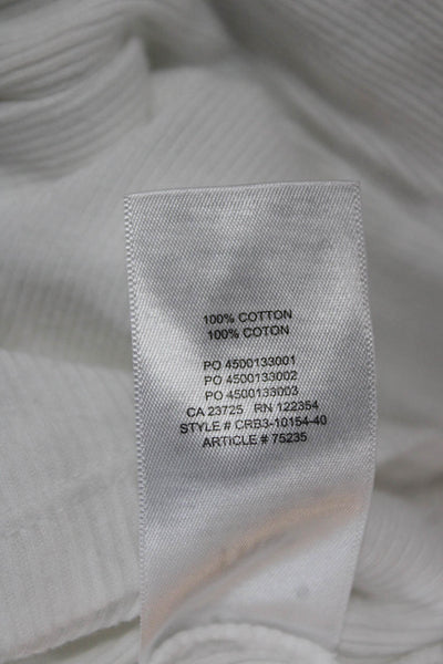 TNA Girls Round Neck Long Sleeves Ribbed Henley T-Shirt White Size 2XS