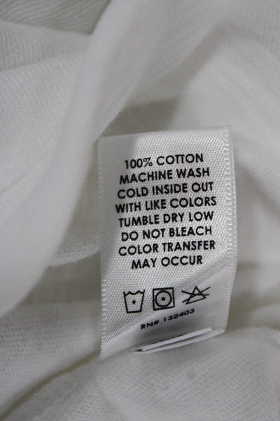 Cotton Citizen Womens Cropped White Crew Neck Long Sleeve T-Shirt Size XS