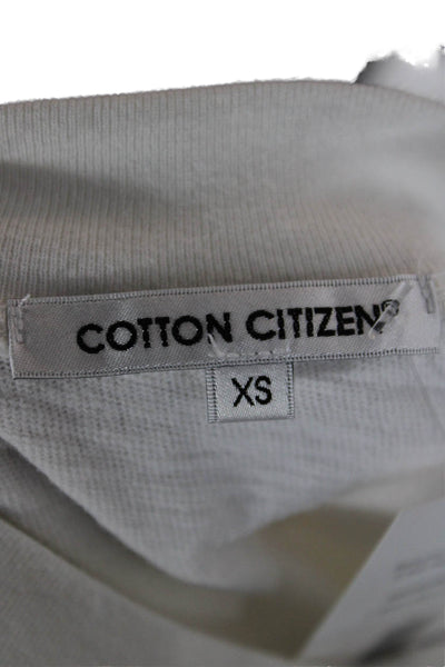 Cotton Citizen Womens Cropped White Crew Neck Long Sleeve T-Shirt Size XS
