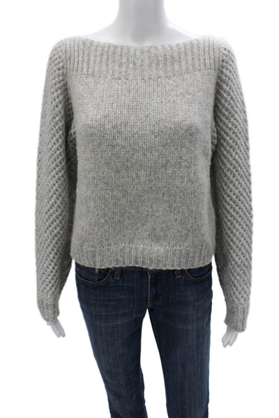 Love Shack Fancy Womens Sweater Gray Alpaca Boatneck Longsleeve Size XS