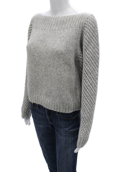 Love Shack Fancy Womens Sweater Gray Alpaca Boatneck Longsleeve Size XS