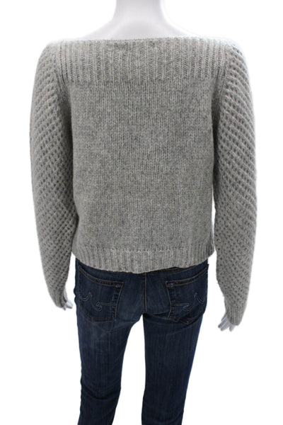 Love Shack Fancy Womens Sweater Gray Alpaca Boatneck Longsleeve Size XS