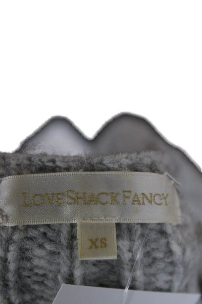 Love Shack Fancy Womens Sweater Gray Alpaca Boatneck Longsleeve Size XS