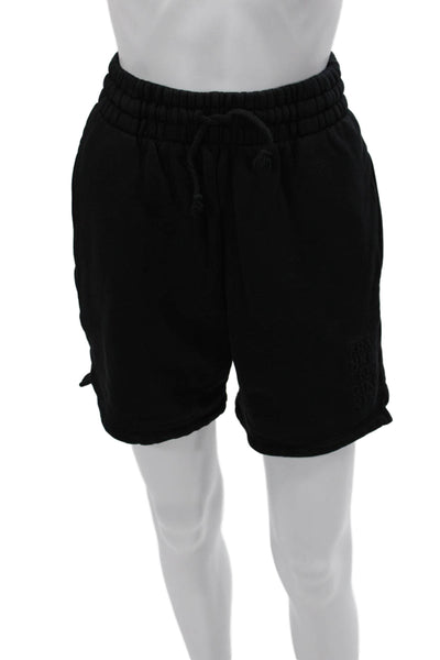 Frankies Bikinis Women Sweat Shorts Black Cotton Drawstring Size M