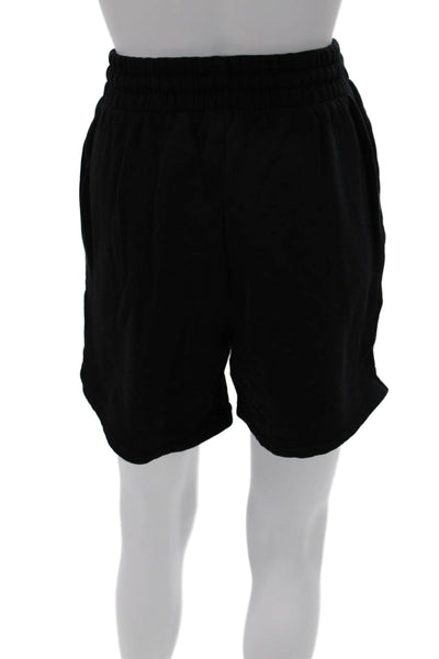Frankies Bikinis Women Sweat Shorts Black Cotton Drawstring Size M
