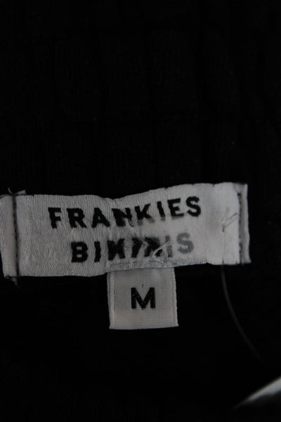 Frankies Bikinis Women Sweat Shorts Black Cotton Drawstring Size M