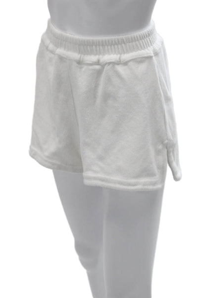 Frankies Bikinis Women Sweat Shorts White Cotton Pull On Size M