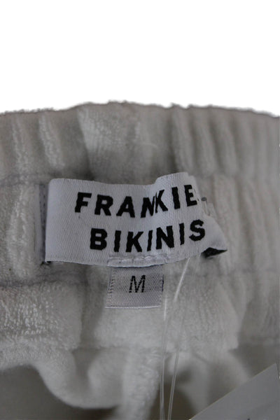 Frankies Bikinis Women Sweat Shorts White Cotton Pull On Size M