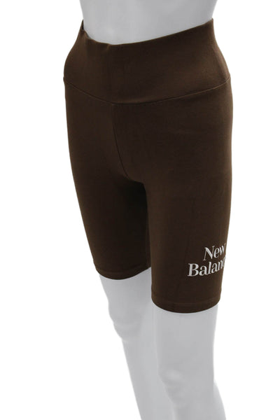 New Balance Womens Biker Shorts Brown Polyester Blend Size S