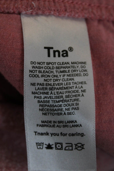 TNA Womens Sweat Shorts Pink Cotton Drawstring Solid Spring Size S