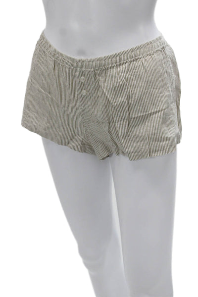 John Galt Womens Hot Pants Beige Striped Cotton Size XS