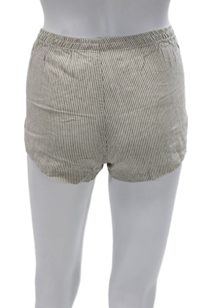 John Galt Womens Hot Pants Beige Striped Cotton Size XS