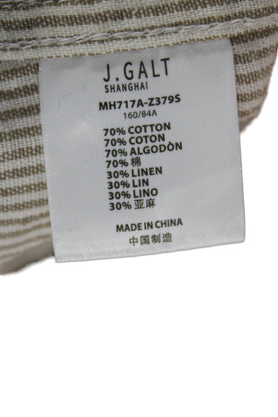 John Galt Womens Hot Pants Beige Striped Cotton Size XS