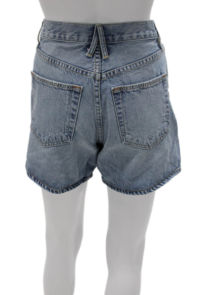 Slvrlake Womens Mom Blue Cotton Button Shorts Size 24