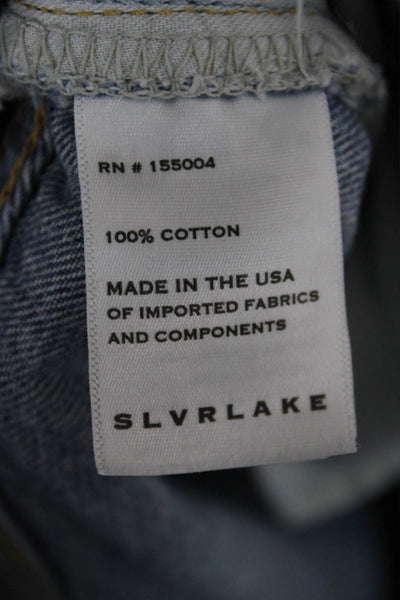 Slvrlake Womens Mom Blue Cotton Button Shorts Size 24