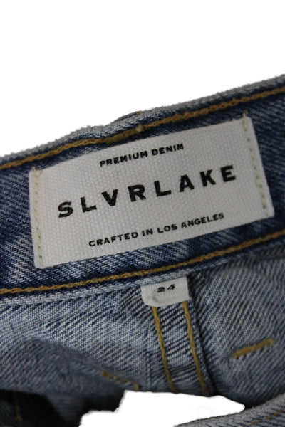 Slvrlake Womens Mom Blue Cotton Button Shorts Size 24
