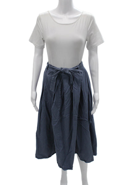 Xirena Womens Blue A-Line Midi Skirt Cotton Pull On Size XL