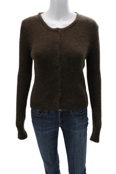PI/CS Womens Cardigan Brown Acrylic Crew Neck Long Sleeve Size One Size