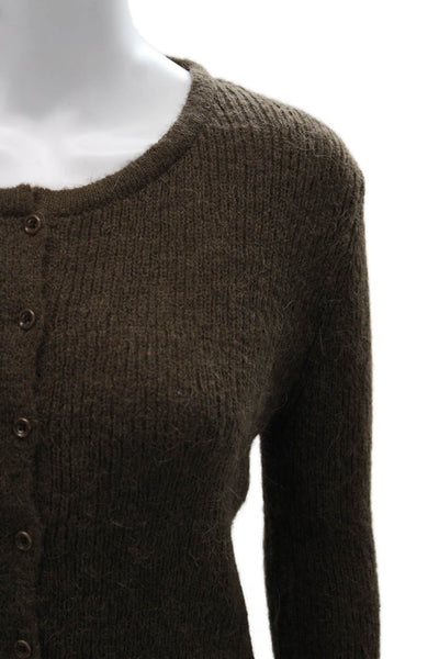 PI/CS Womens Cardigan Brown Acrylic Crew Neck Long Sleeve Size One Size