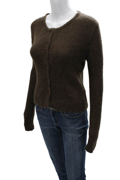 PI/CS Womens Cardigan Brown Acrylic Crew Neck Long Sleeve Size One Size