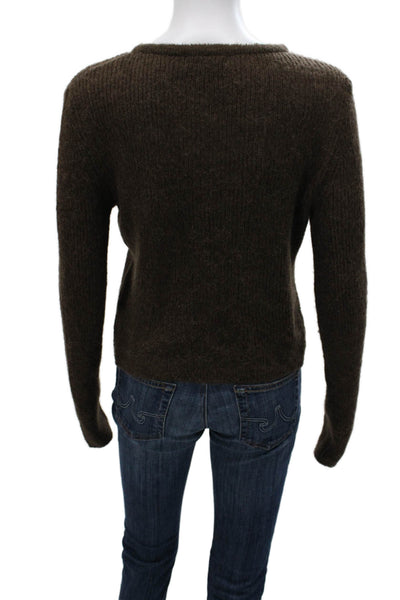 PI/CS Womens Cardigan Brown Acrylic Crew Neck Long Sleeve Size One Size