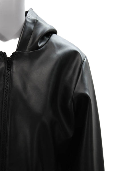 Kimberly Taylor Womens Black Faux Leather Anorak Zip Long Sleeve Size M