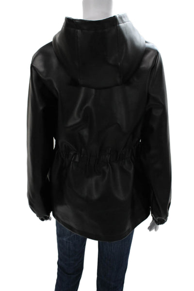 Kimberly Taylor Womens Black Faux Leather Anorak Zip Long Sleeve Size M