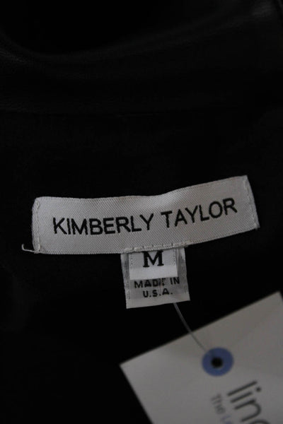 Kimberly Taylor Womens Black Faux Leather Anorak Zip Long Sleeve Size M