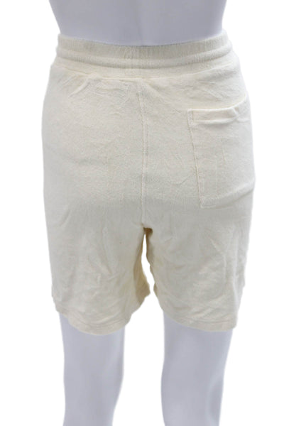 Sporty & Rich Unisex Sweat Shorts Ivory Cotton Drawstring Size L