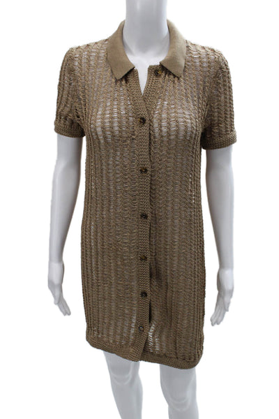 Solid & Striped Womens Shirt Dress Beige Collared Short Sleeve Size XS