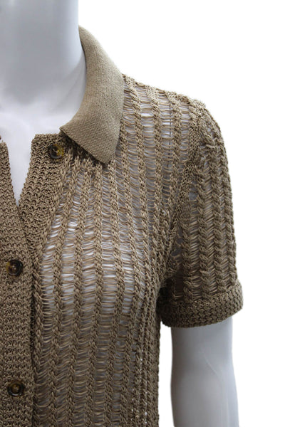 Solid & Striped Womens Shirt Dress Beige Collared Short Sleeve Size XS