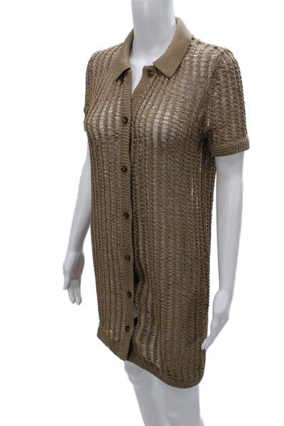 Solid & Striped Womens Shirt Dress Beige Collared Short Sleeve Size XS