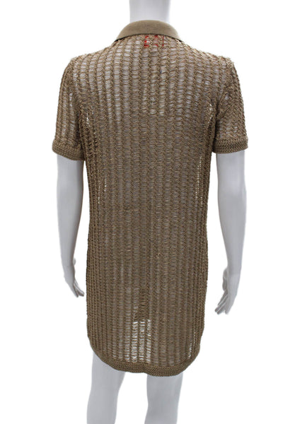 Solid & Striped Womens Shirt Dress Beige Collared Short Sleeve Size XS