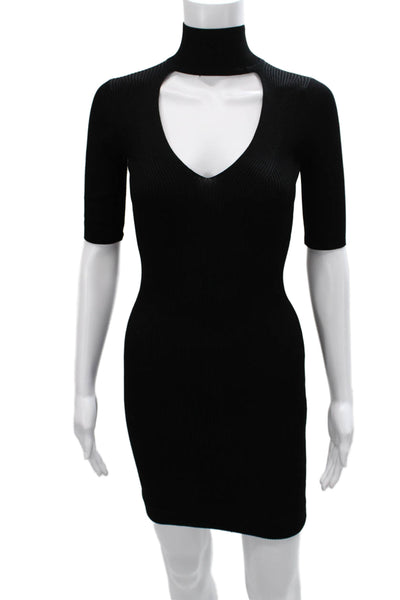 Cushnie Et Ochs Women Bodycon Knee Length High Neck Black Dress Size XS