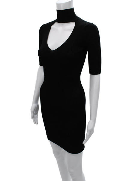 Cushnie Et Ochs Women Bodycon Knee Length High Neck Black Dress Size XS