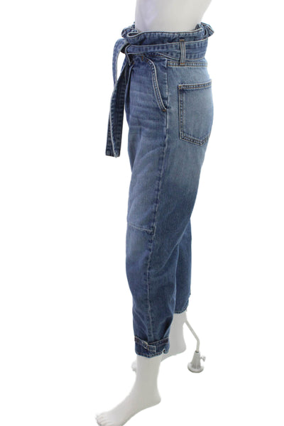 Veronica Beard Women Paperbag Jeans High Rise Blue Button 26 Inseam Size 24
