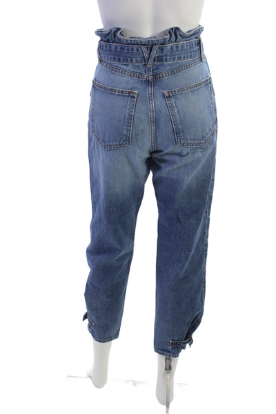 Veronica Beard Women Paperbag Jeans High Rise Blue Button 26 Inseam Size 24