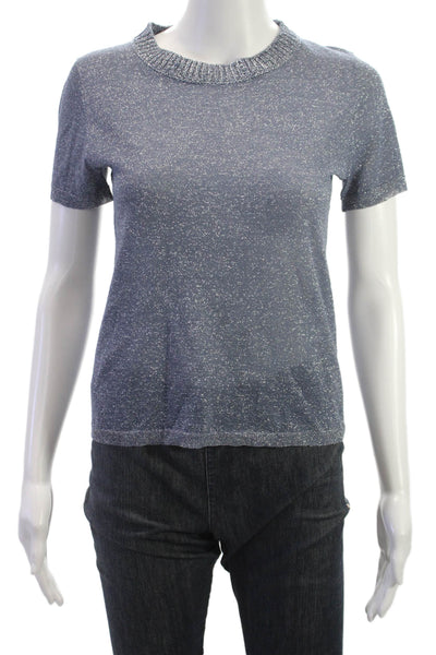 White + Warren Women Blue Viscose Crew Neck Short Sleeve Basic T-Shirt Size XS