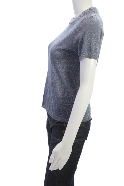 White + Warren Women Blue Viscose Crew Neck Short Sleeve Basic T-Shirt Size XS